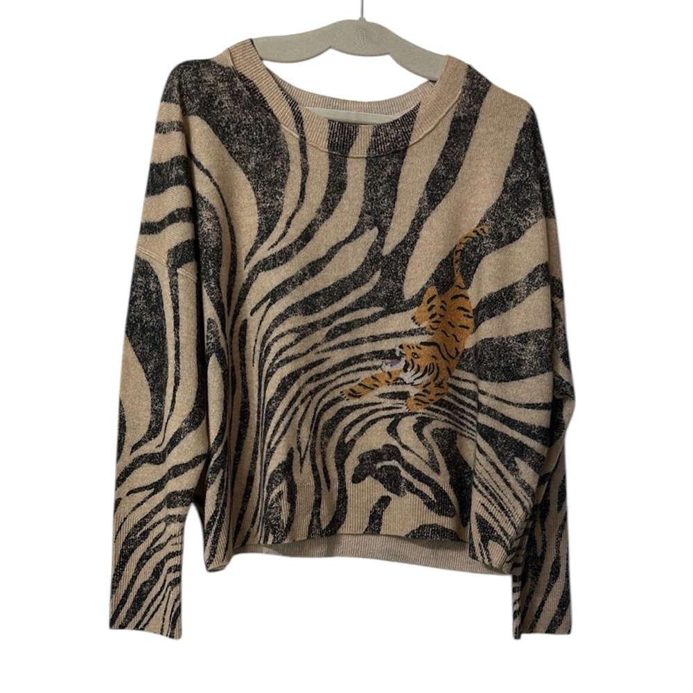 Anthropologie PIlcro 100% Cashmere Tiger Sweater size Small NWT!